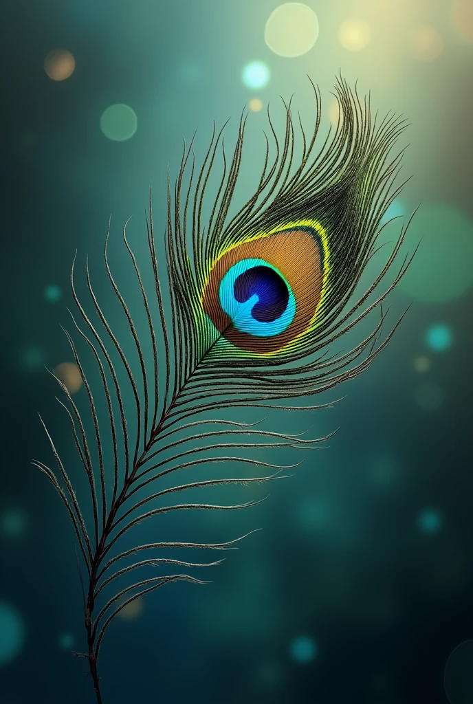 Peacock feather at one side for background