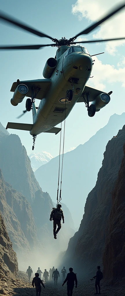 Mi 17 helicopter rescuing peoples