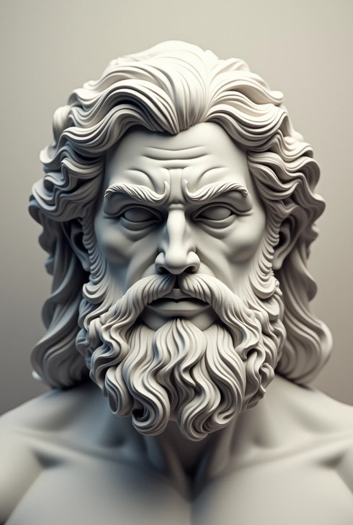 An image of Zeus face facing front till his neck in a very minimalistic way