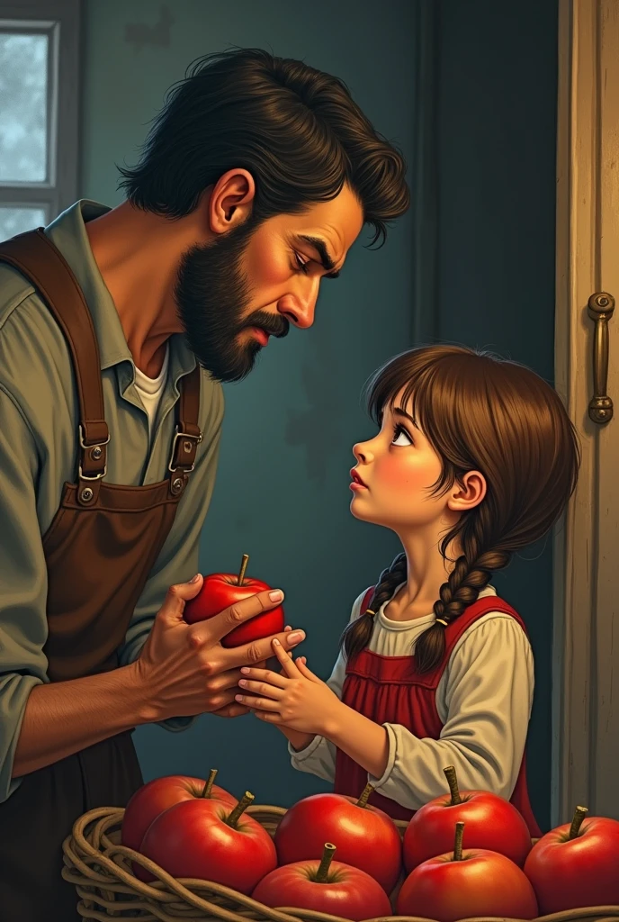 His daughter requested father to buy some apples but father has no money