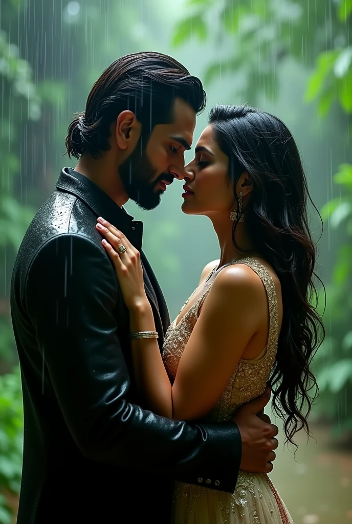deepika padukone and ranveer singh in rain scene from, very beautiful photo, romantic scene, romantic mood, under rain, romantic!!!, lovely couple, movie stills photography, carnal ) wet, hd movie photo, beautiful scene, dreamy and romantic, wet from rain, rain like a dream, wet look, film movie still, monsoon, realistic movie still, wet body, sexy movie photo, very romantic