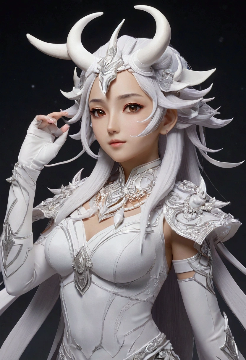 A female Vidyadhara from Honkai Star rail with white small horns
