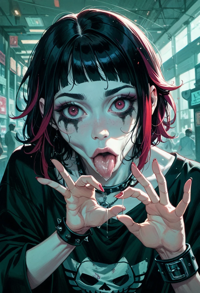 beautiful emo girl, little thong, на четвереньках, blowjob joi, showing the perfect ass, blowjob gesture, realistic style, highly detailed, hyper realistic, 8k, insanely detailed, intricate details, photorealistic, chiaroscuro lighting, dramatic shadows, cinematic composition, sexy atmosphere