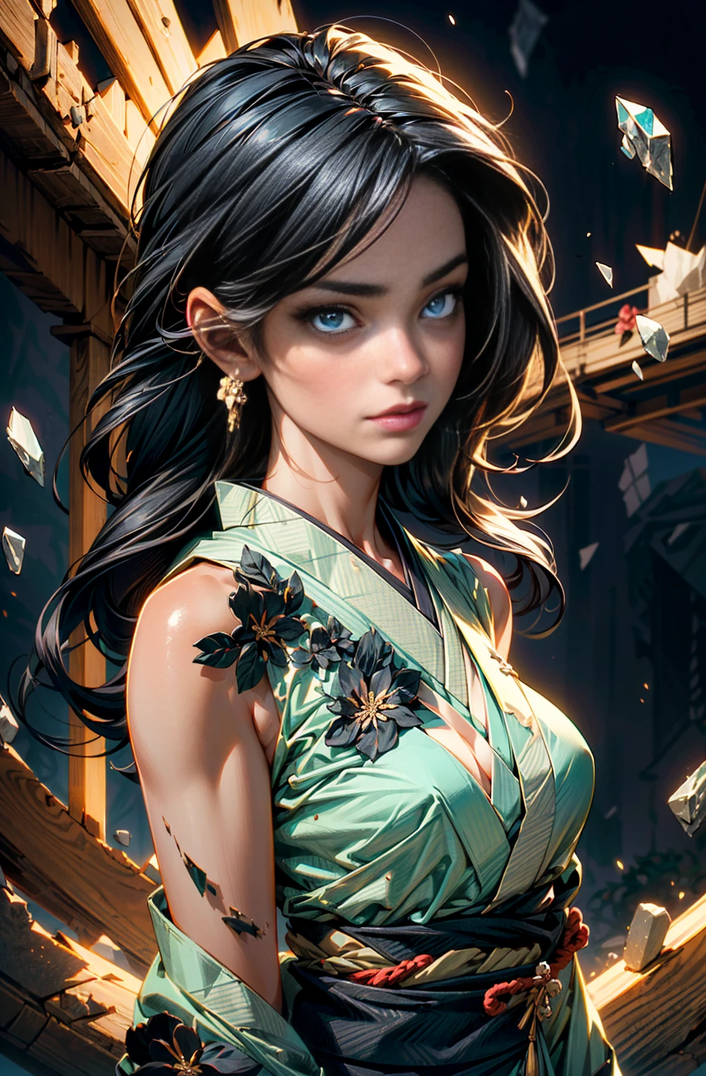 (masterpiece:1.0), (Highest quality:1.0),(Medium Shot:1.3) ,(Realistic:1.3), RAW Photos, (Detailed Background, Under the bridge), (Beautifully detailed face, sorrow), High Contrast, ,The most beautiful chaotic shapes, (Best lighting, Very delicate and beautiful), ((Cinematic light)), colorful, Hyper Detail, Dramatic Light, Intricate details, Character environment contrast enhancement, Enhanced Sharpening, (1 female, 25, alone, Long black hair, Sharp Face,Dynamic Angle), Sharp eyes, Beautiful Eyes, wear ((Open kimono|mofuku)), (Exposing shoulders), Japan floral pattern, (naked:0.8), (Big Breasts:1.1), Mature Woman, Mature Woman, Skin dents, (Perfect female body, Correct Proportions:1.1), Blood splatter, Black light swirling around the character, Depth of written boundary,black light particles,(Broken glass), Slate atmosphere, Cinematic, (Enhanced Reflection, Enhanced Sharpening), gravity, Air pressure, Liquid material reinforcement, Enhanced Reflection (restricted), pale colour, Dark Shot, Calm colors, access, fog, Moody lighting, Ethereal quality,Captivating beauty, (Browsing Caution:1), Provocative pose, Sexy posture, (High Fashion, rich:1.4)
(whole body:1.5),
Pure Eros Face_v1,