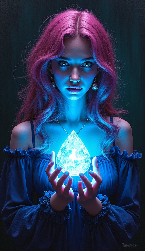 illustration，painting，acrylic painting，victorian art style，glowing gem，crystal clear，Strong light transmission，full body portrait，rim light，Glowing special effects，Colorful and bright，high saturation，high contrast，black background，Super fine，Super realistic，Real light and shadow contrast，Realistic ray tracing，True light falloff，True light reflection，anti-aesthetic style，Poodlepunk，Snapshot aesthetic style ，  --q 2  --s 980   --ar 9:16 --niji 6