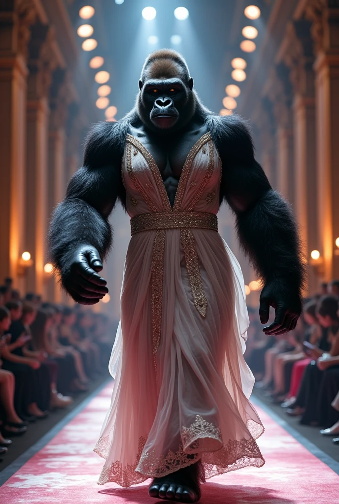 Gorilla
in a dress fasion show competitions