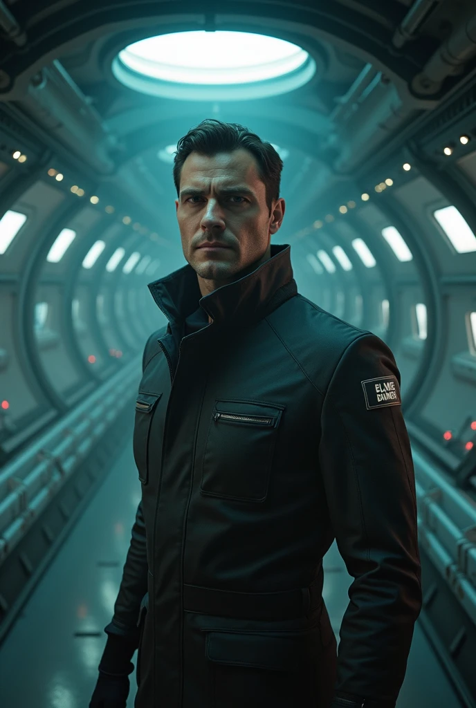 Henry Cavill as replicant in Spaceship in Blade Runner Movie, 8k resolution, detailed, Cinematic scene