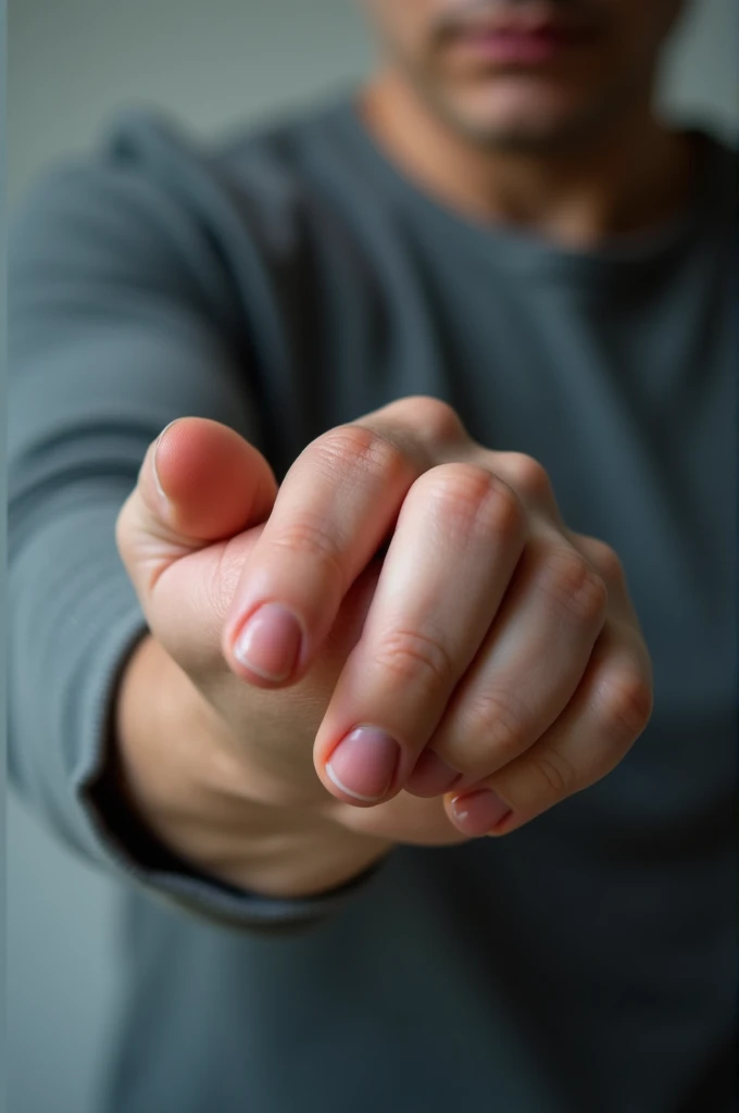 A hand holding the hand against the side due to pain and numbness 