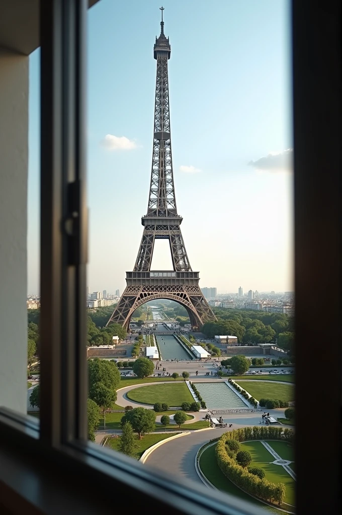 From the window, the Eiffel Tower in Bahria Town can be seen