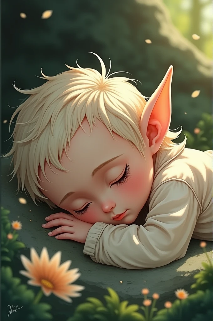 manga elf boy baby sleeping