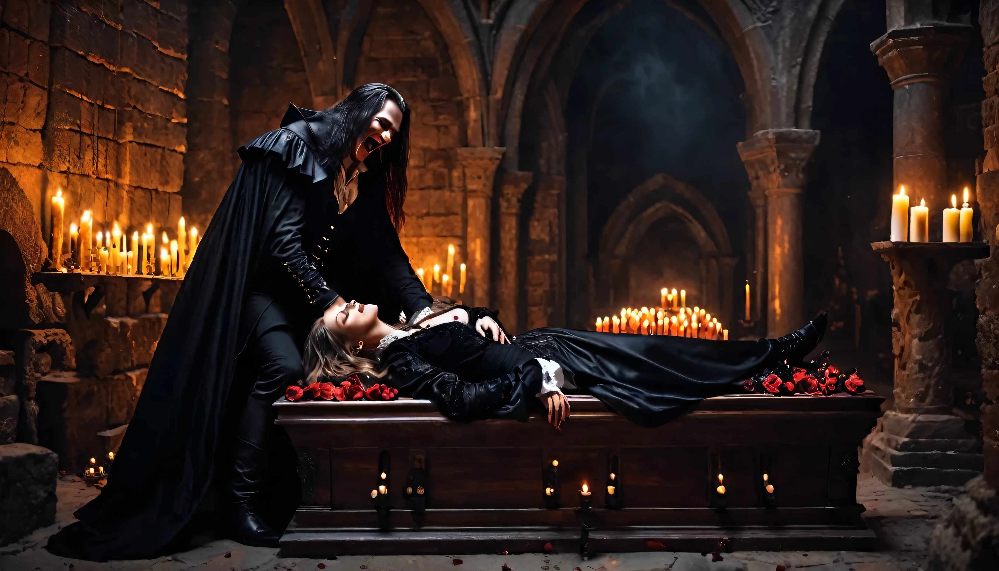 Super handsome Jacearys velaryon from house of the dragon ( harry collet) dead with a dagger in stabbed in the heart with super lage pool of blood around him and Rhaenyra targayen and jacearys velaryons lover beala velaryon crying his dead body