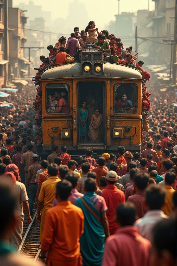 A train which is overcrowded by many people it must look like a Indian picture