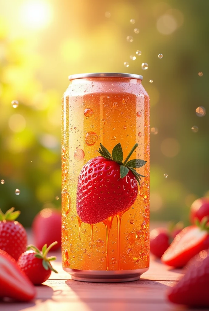 Can of strawberry and honey flavored soda