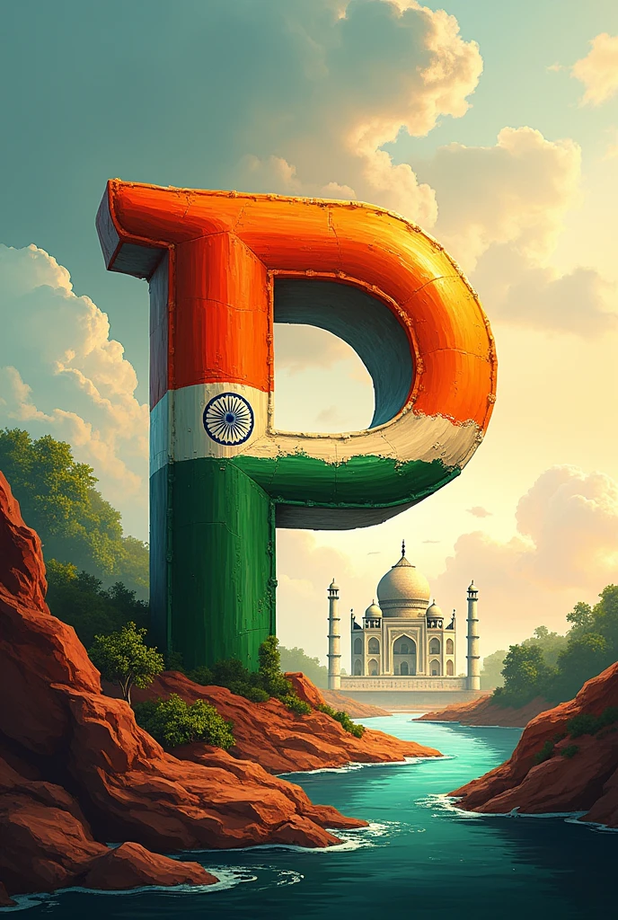 Indian independence picture with big p latter and indian monument