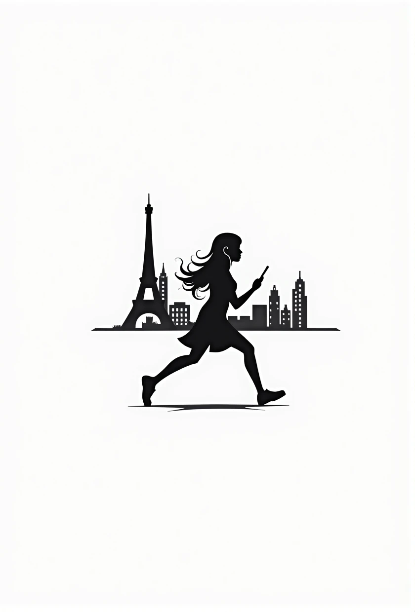(Silhouette Art,Crop:1.6) (((Paper cutting art,blackだけが存在する世界:1.3) ランニングをするgirl1人,alone, (girl,profile:1.2),white, Clear and beautiful face,black 、Buildings in the back,Long Hair,非常にLong Hairの切れ目、Holding a smartphone and wearing earphones (黄green色 green:6.1) Textured glass background,