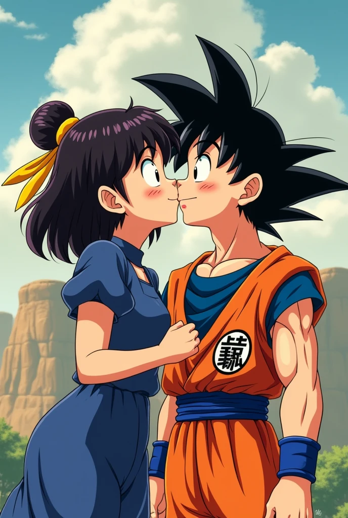 Arale Norimaki kissing Som Goku
