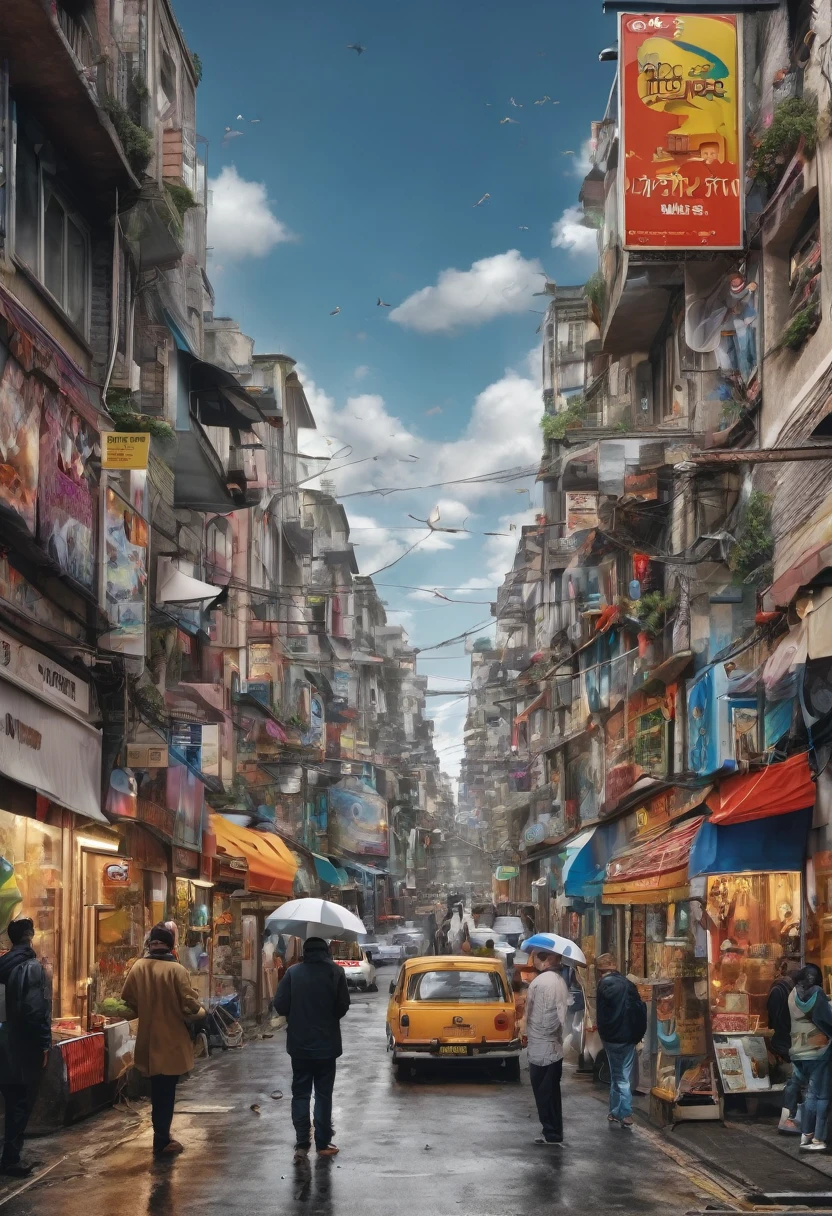 Every day life filled woth noise and distractions hyper realistic