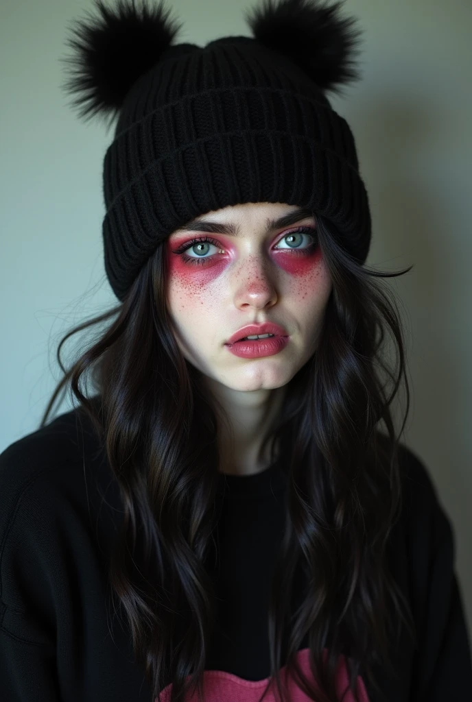 Women with back hair,flustered heart eyes face - white,grunge hair w/ bunny beanie in black,3.0 woman sweater,pjs emo grunge vamp y2k star