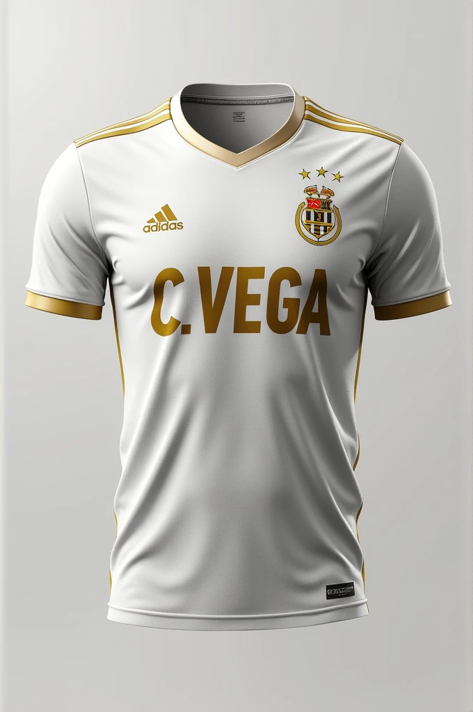 Un maillot de foot couleur Blanc et or floque C.Vega