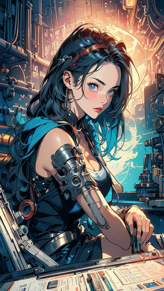 (((masterpiece, highest quality))),(((solo:1.2))),(((1girl:1.2))),32k wallpaper, very detailed, poster, vintage science fiction,(((((geometric cinematic movie poster))))), (bauhaus), shape,(((abstract))),(mid century modern),movie poster,(((((portfolio))))),(((((Close-up))))),(((((bust up))))),((((more various angle)))),(((highlight))),((((heterochromia)))),(((complete. detailed face))),(((Extremely talented))),(((((most complecated machine))))),(Cleavage),(((((unlimited mechanic Workaholic))))),(((Absolutely detailed Mighty machines background)))
