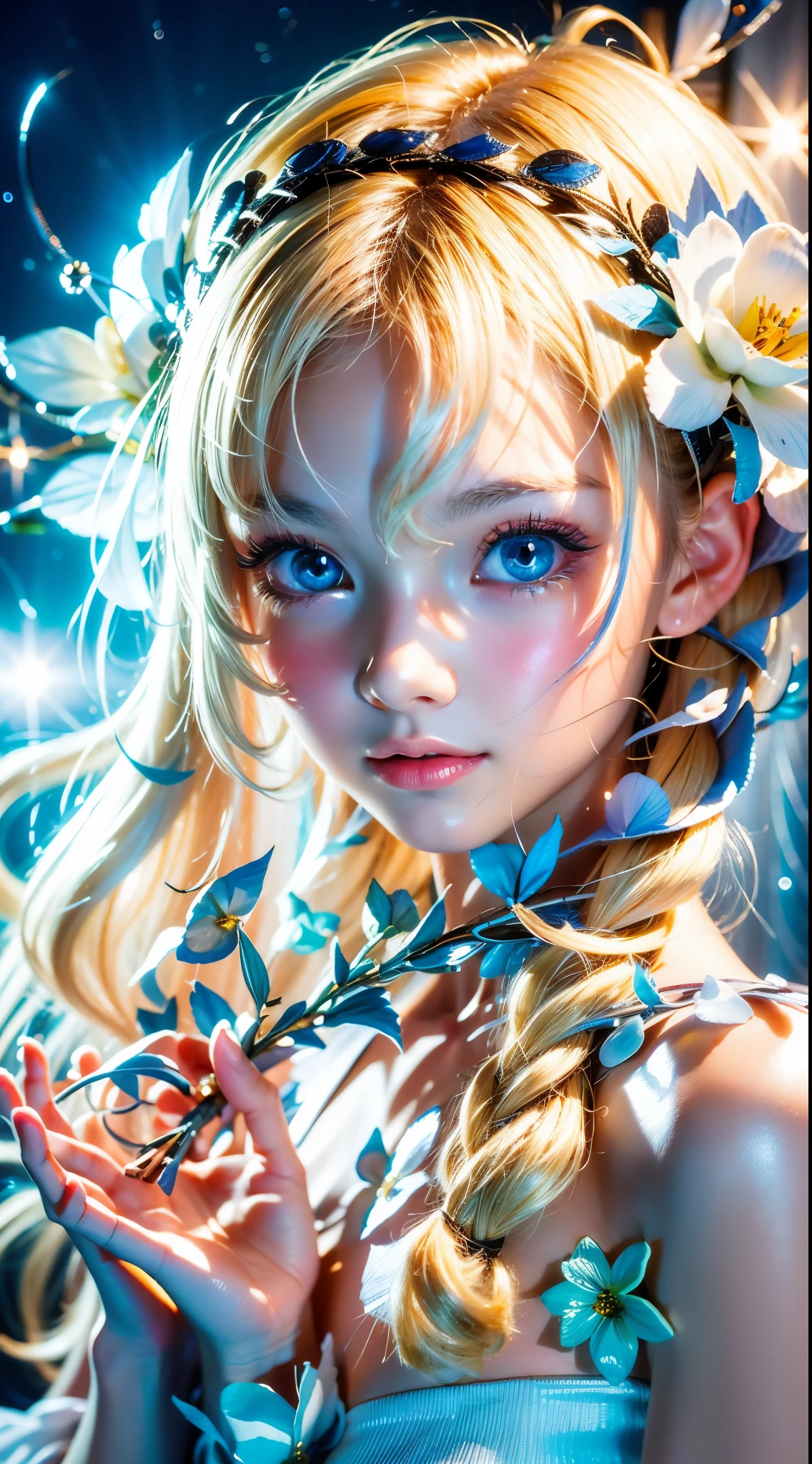 Completely naked、White Background,Upper body close-up、 Shiny, Firm, glowing skin, Bangs between the eyes, Beautiful luster, Platinum Blonde Hair, Twin tails, eyeliner, A very beautiful and innocent , High resolution big beautiful light blue eyes, beautiful and adorable girl, ((beautiful girl、Ultra-high resolution、The lighting is bright、Precise needles without discomfort))、Small Face Beauty、Very white and beautiful young々Fresh Skin、Round face、Nipples、White Background
