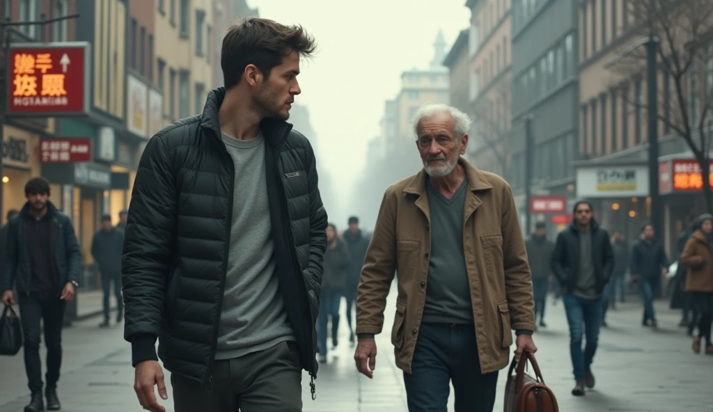 A young man ignoreed old man going in their s way