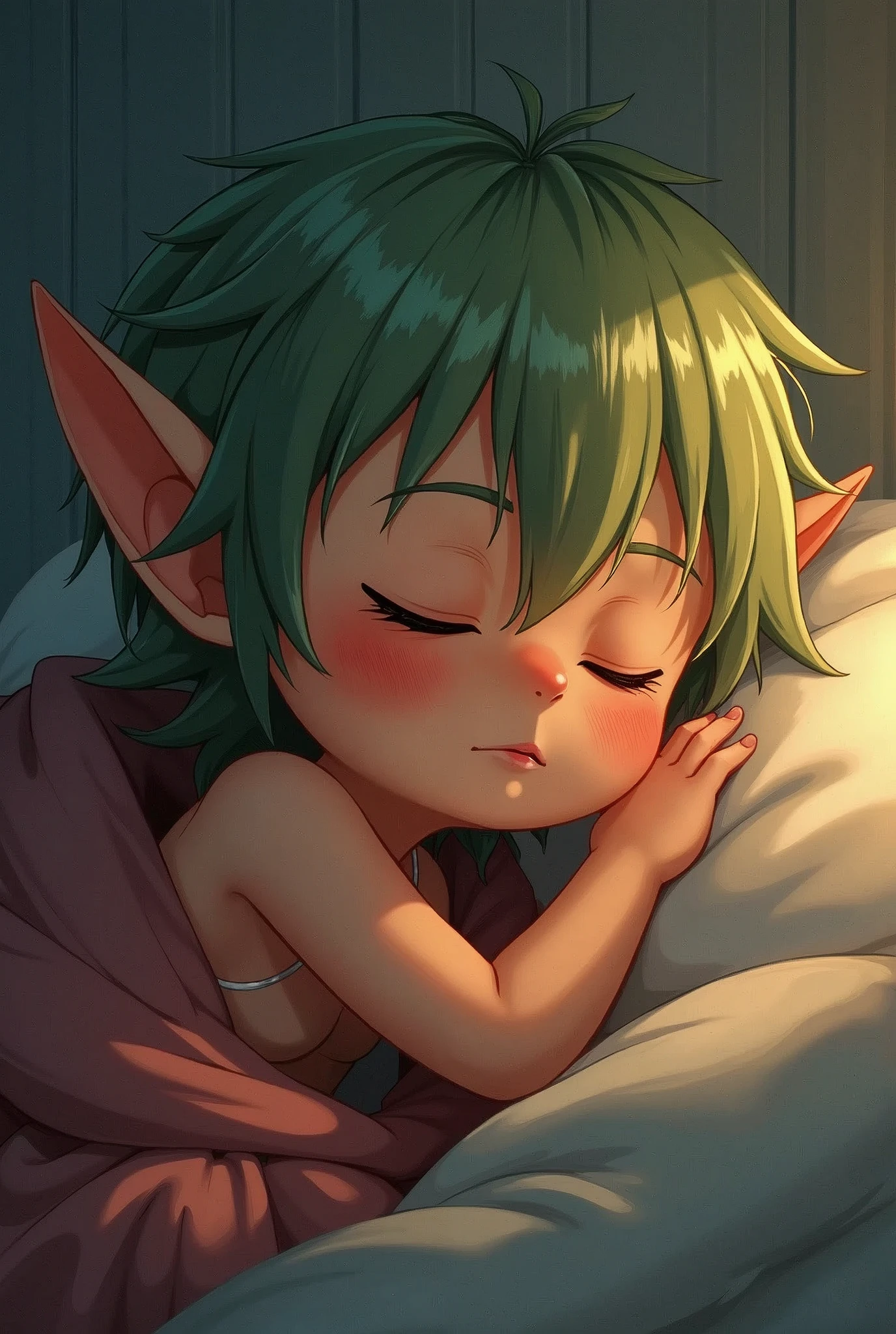 manga elf boy baby sleeping