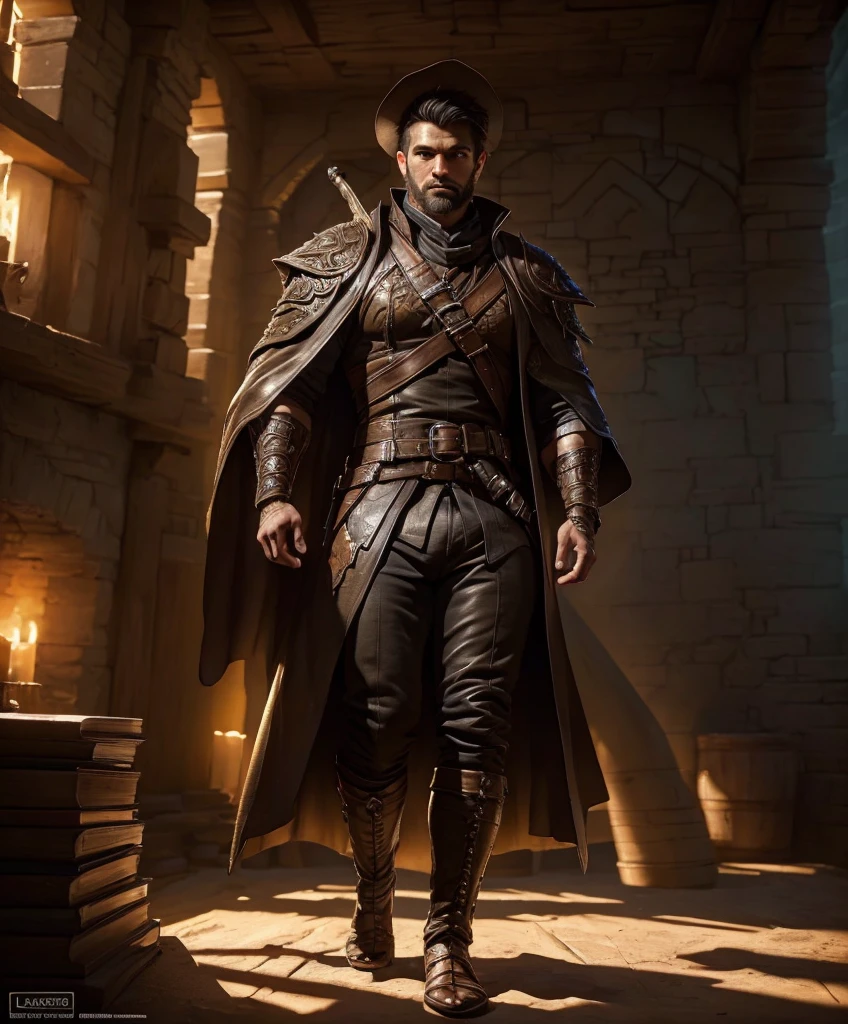 (centered, upper body, smirk,  looking at viewer:1.1), (wide shot:1.4), (((SFW image.))) (((Lusty smirk.))) Male rogue for fantasy setting.  Dressed in medieval fantasy attire.  Looks like a con man for a dark fantasy setting.  Rakish.  Thug.  Sexy male. , intricate details, ultra detailed,  ultra detailed clothes,, epic masterpiece, ultra detailed, intricate details,  award winning, fantasy art concept masterpiece, trending on Artstation, digital art, unreal engine, 8k, ultra HD, centered image masterpiece:1.2, photorealistic:1.2, volumetric lighting, glossy skin, shiny skin, , , intricate details, ultra detailed, extremely detailed hands, ultra detailed clothes,, epic masterpiece, ultra detailed, intricate details, award winning, fantasy art concept masterpiece, trending on Artstation, digital art, unreal engine, 8k, ultra HD, centered image