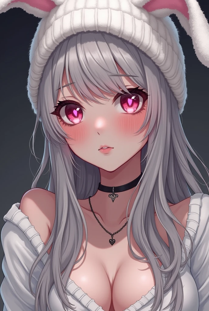 Women with back hair,flustered heart eyes face - white,w/ bunny beanie in white,3.0 woman sweater,pjs emo grunge vamp y2k star,anime styles,very big boobs