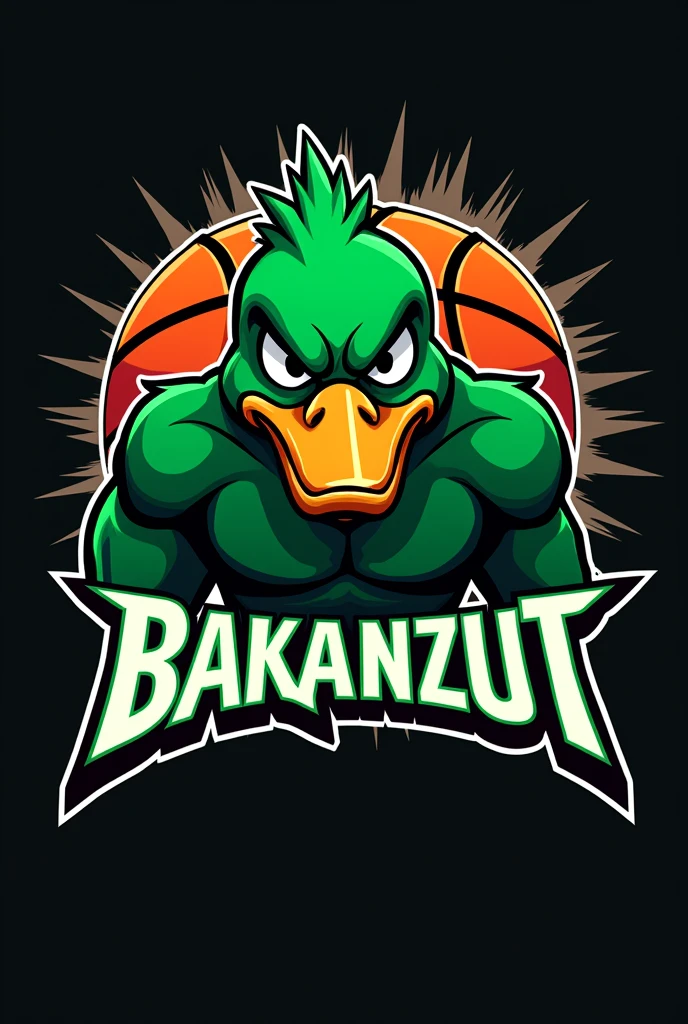 make a logo for angry green duck basketball named bakanzut size 1:1