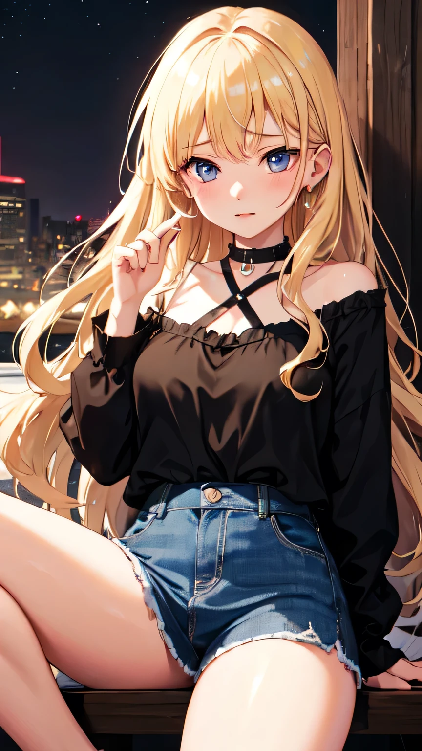 ((Highest quality)), ((masterpiece)), (detailed), One girl,Blonde,Even on nights when tears flow,Don't forget hope,Because a new morning will come,Let's start walking again,Almond Eye,Close up of face