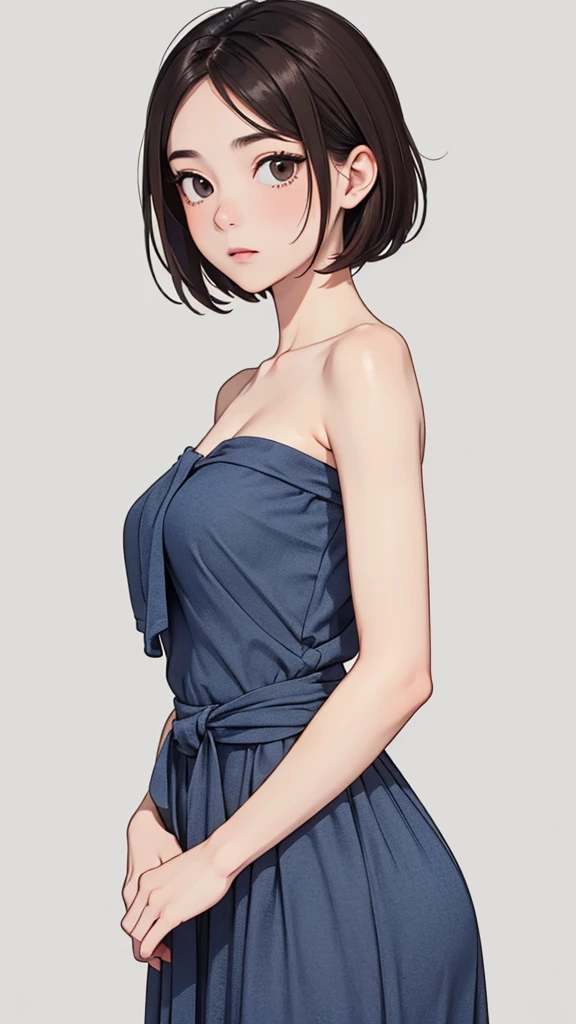 ((masterpiece, best quality)),((high resolution:1.3)), 1 Girl, solo, Cowboy Shot, Blurred Background, silky hair, (((Small breasts:1.3))), Thighs, (((cool Pose))), (Sleeveless mini dress), ((underwear)), pixie cut
