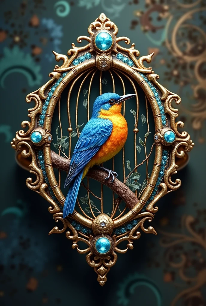 A ring with a bird in a cage image
