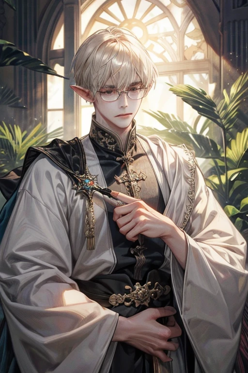 male、1 person、Solitary、solo、male性、Short Hair、Straight Bob、adult、perfection、大柄のmale、Stocky build、Elf、Magic Mentor、Long staff、Glasses、Delicate Robe、Slender、stylish、Clumsy Hands、Elegant、Pride、Sharp Eye、Disgust、Frown、Glare、Severe、Irritation