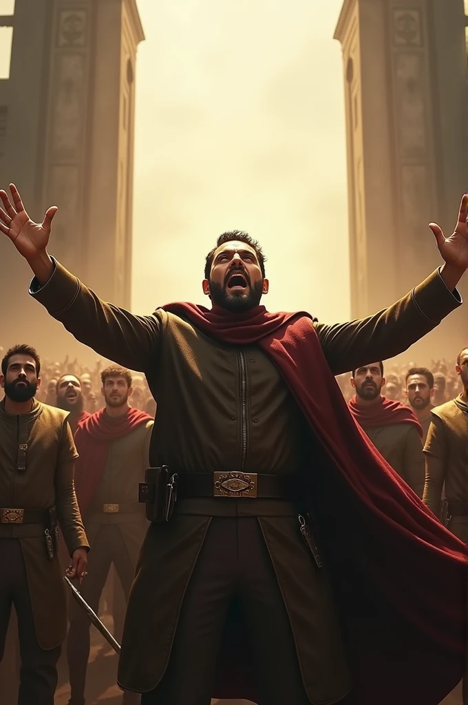 Men, spread your arms, come this way.