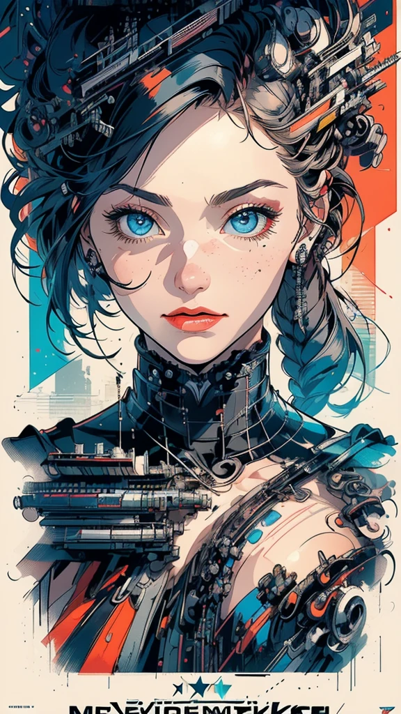 (((masterpiece, highest quality))),(((solo:1.2))),(((1girl:1.2))),32k wallpaper, very detailed, poster, vintage science fiction,(((((geometric cinematic movie poster))))), (bauhaus), shape,(((abstract))),(mid century modern),movie poster,(((((portfolio))))),(((((Close-up))))),(((((bust up))))),((((more various angle)))),(((highlight))),((((heterochromia)))),(((complete. detailed face))),(((Extremely talented))),(((((most complecated machine))))),(Cleavage),(((((unlimited mechanic Workaholic))))),(((Absolutely detailed Mighty machines background))),neon light