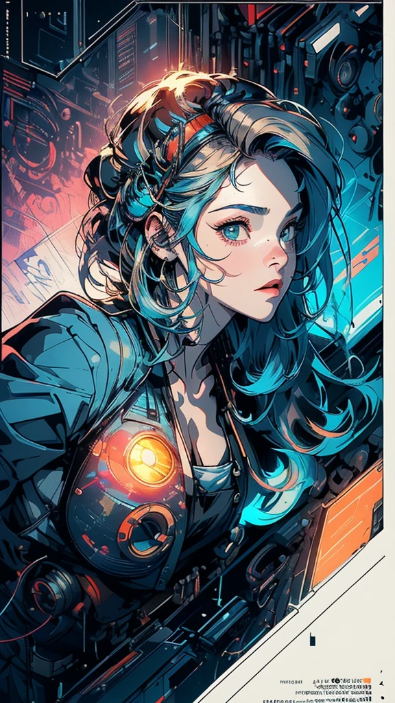 (((masterpiece, highest quality))),(((solo:1.2))),(((1girl:1.2))),32k wallpaper, very detailed, poster, vintage science fiction,(((((geometric cinematic movie poster))))), (bauhaus), shape,(((abstract))),(mid century modern),movie poster,(((((portfolio))))),(((((Close-up))))),(((((bust up))))),((((more various angle)))),(((highlight))),((((heterochromia)))),(((complete. detailed face))),(((Extremely talented))),(((((most complecated machine))))),(Cleavage),(((((unlimited mechanic Workaholic))))),(((Absolutely detailed Mighty machines background))),neon light