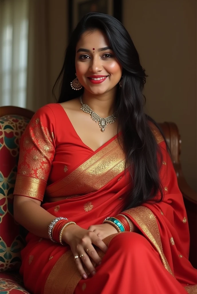 tamil hot aunty in less saree, busty body, big boobs, horny lips, horny smile, site in sofa, press boobs,