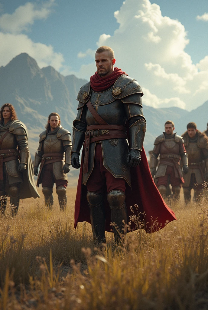 a close up of a group of people standing in a field, 3rd person action-adventure RPG, front cover of a new video game, high detailed official artwork, d & d character revealed, set in the world of guildwars2, medieval fantasy game art, official fanart, jealousy, official concept art, ”ultra realistic, point-and-click adventure game