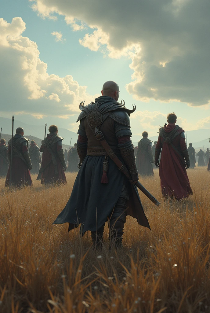 a close up of a group of people standing in a field, 3rd person action-adventure RPG, front cover of a new video game, high detailed official artwork, d & d character revealed, set in the world of guildwars2, medieval fantasy game art, official fanart, jealousy, official concept art, ”ultra realistic, point-and-click adventure game