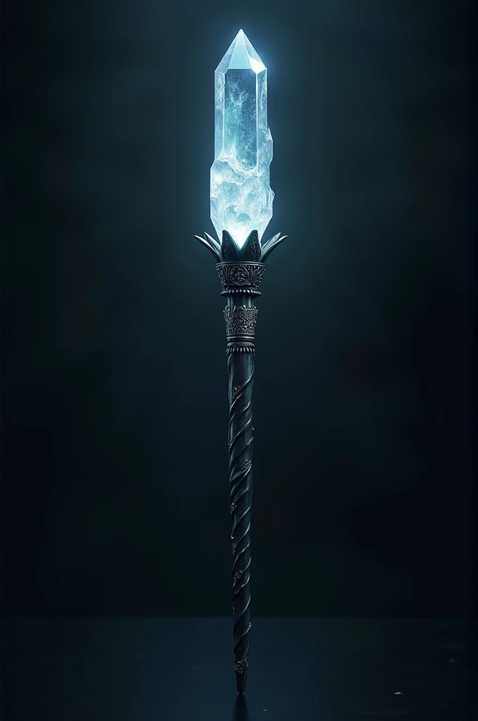 A wand with a quartz in the handle, black and similar to the wand from Harry Potter's elders