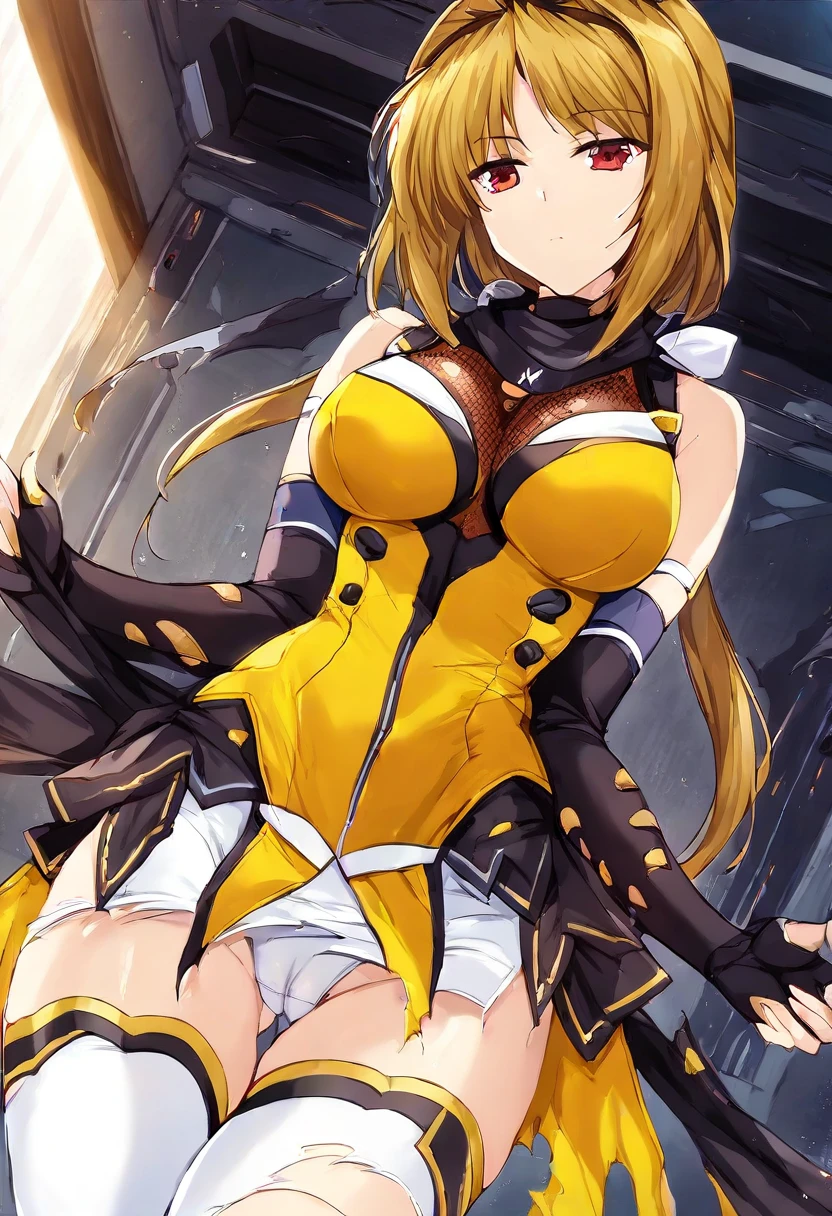 12k,masterpiece, Highest quality, Anime Style,Official Art Beautiful Lighting, 1 girl, bangs, (Inside a futuristic base:1.4), , masterpiece,Noise Reduction,Perfect Anatomy,High resolution, Very detailed,Game CG,Dutch Angle ,Beautiful attention to detail,Visual Arts,Five Fingers, Perfect hands, Perfect lighting,(Camel Toe:1.3),Red eyes,(Silver Hair:1.2),takamori haruka,(Emotionless,Expressionless:1.4),(Torn Costume:1.4,nsfw:1.4)