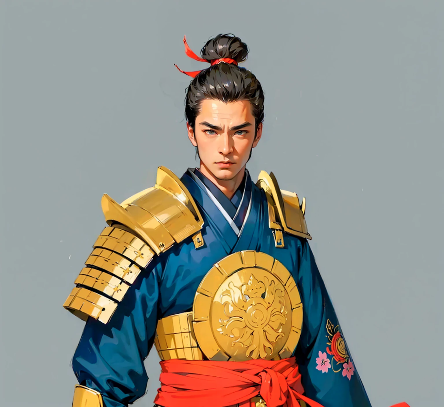 character in Japanese setting, man, Art, японская armor, Japan, Samurai, man, мужское kimono с узорами, kimono, armor, digital painting