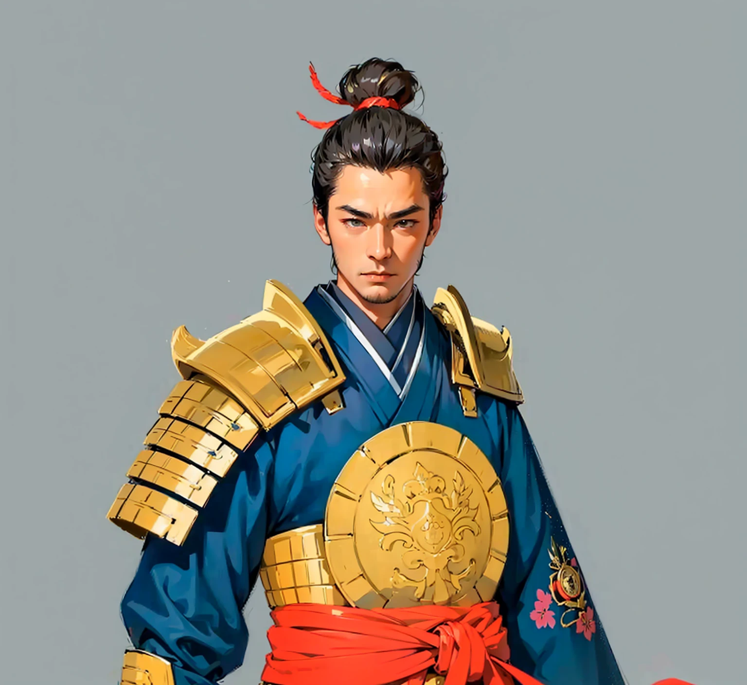 character in Japanese setting, man, Art, японская armor, Japan, Samurai, man, мужское kimono с узорами, kimono, armor, digital painting