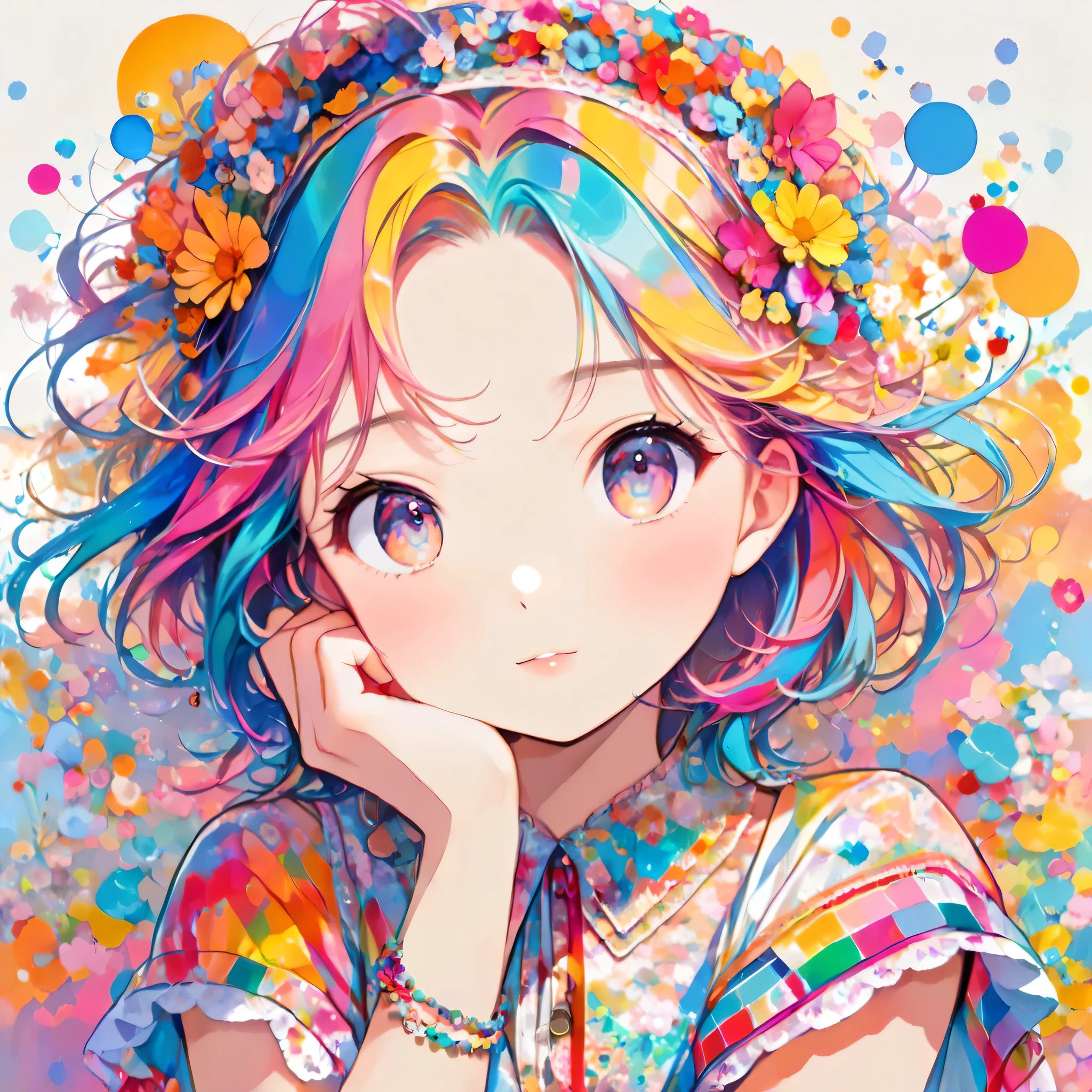 Micho Pastel color style, Simple Line Initialism，Abstract art，Urban Background, (((The most beautiful girl of all time))), Sweet face. Lips in love, colorful hearts, stylish design, sleeping face
