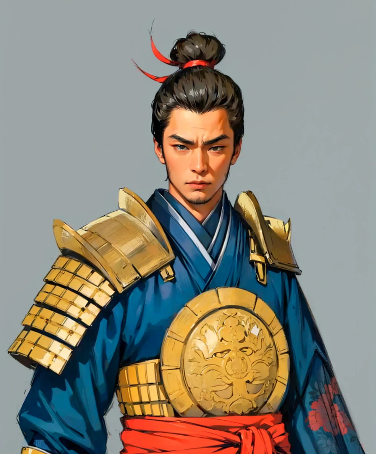 character in Japanese setting, man, Art, японская armor, Japan, Samurai, man, мужское kimono с узорами, kimono, armor, digital painting