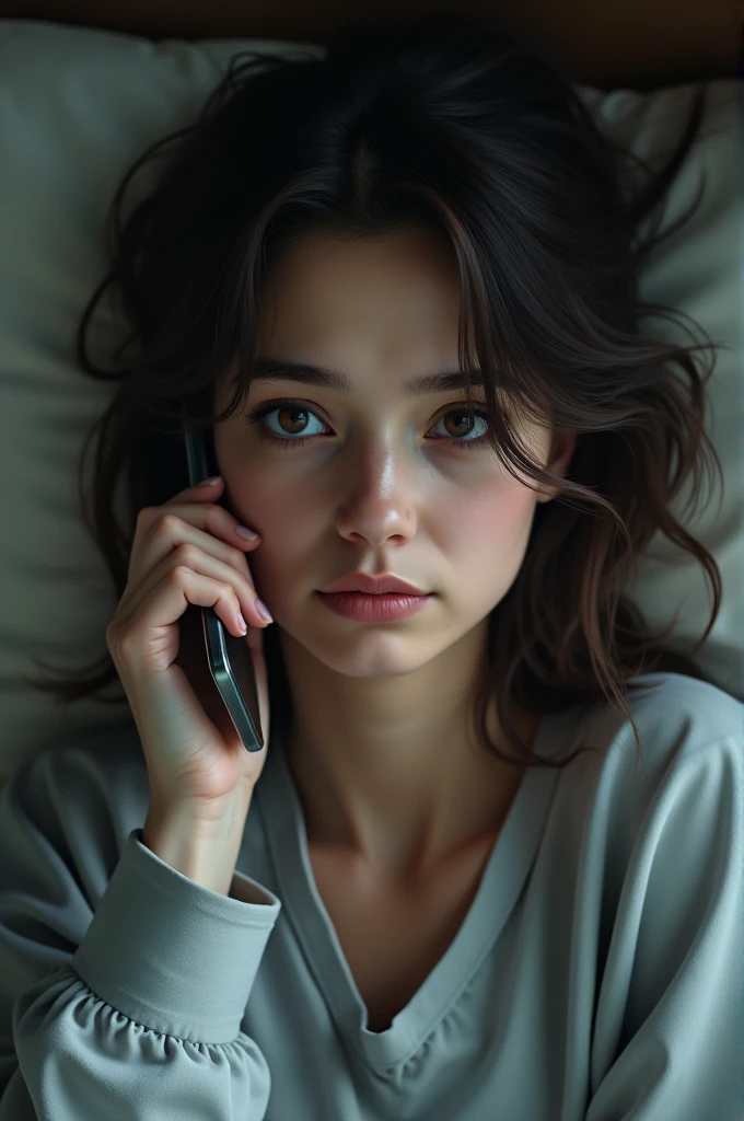 *Scene 2: Phone Call with Mom**
- **Visual Description**: A close-up shot of Sara, still in her pajamas, with messy hair and tired eyes, holding her phone to her ear. You can show a speech bubble with her saying, "I’m not getting enough sleep, Mom. Create an image 