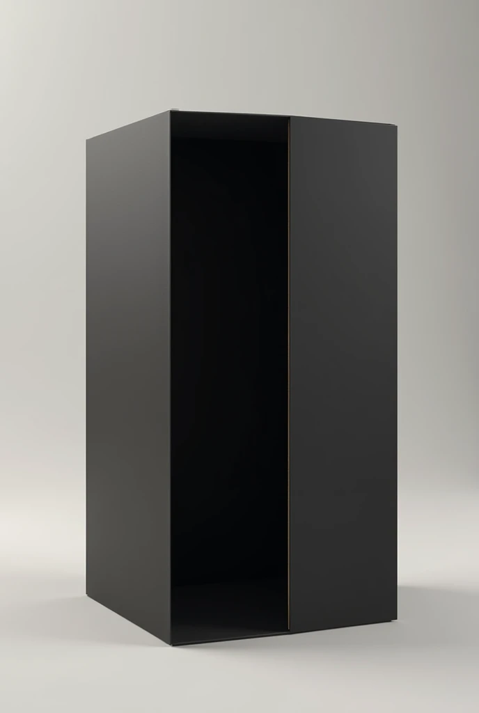 create a tall black cardboard cuboid box in one point perspective


