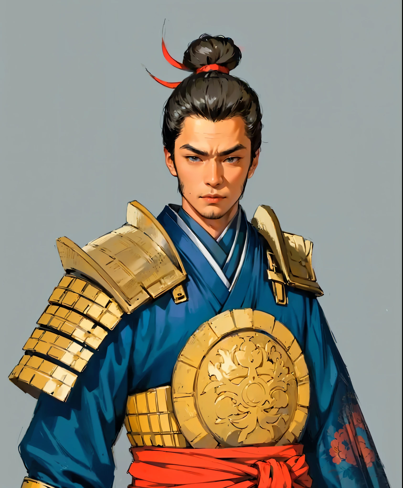 character in Japanese setting, man, Art, японская armor, Japan, Samurai, man, мужское kimono с узорами, kimono, armor, digital painting