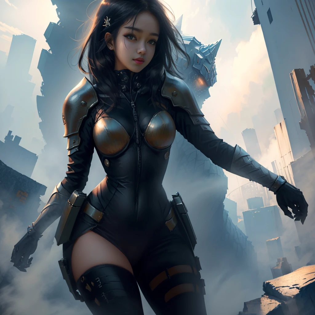 Bodysuits、armor、Kaiju 8、Beautiful girl、18-year-old、Black Hair、Moderate bust。